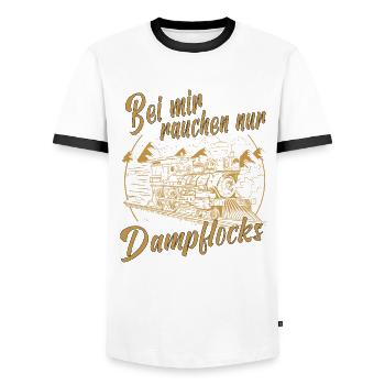 Dampflok Lokführer Eisenbahner Eisenbahn Vater - Männer Kontrast-T-Shirt - Weiß/Schwarz - Vorne - AI Model Female 172 light (172cm) & AI Model Male 178 dark (178cm)