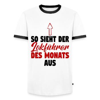 Dampflok Lokführer Eisenbahner Eisenbahn Lok Bahn - Männer Kontrast-T-Shirt - Weiß/Schwarz - Vorne - AI Model Female 172 light (172cm) & AI Model Male 178 dark (178cm)