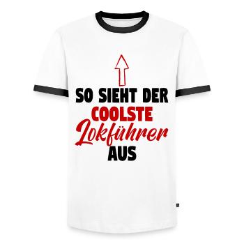 Dampflok Lokführer Eisenbahner Eisenbahn Vater - Männer Kontrast-T-Shirt - Weiß/Schwarz - Vorne - AI Model Female 172 light (172cm) & AI Model Male 178 dark (178cm)