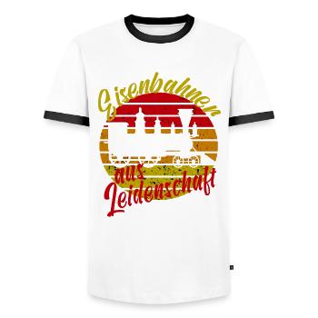 Dampflok Lokführer Eisenbahner Eisenbahn Vater - Männer Kontrast-T-Shirt - Weiß/Schwarz - Vorne - AI Model Female 172 light (172cm) & AI Model Male 178 dark (178cm)