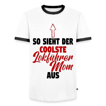 Lokführerin Eisenbahnerin Eisenbahn Schaffnerin - Männer Kontrast-T-Shirt - Weiß/Schwarz - Vorne - AI Model Female 172 light (172cm) & AI Model Male 178 dark (178cm)