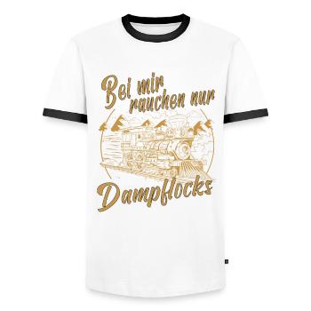 Dampflok Lokführer Eisenbahner Eisenbahn Lok Bahn - Männer Kontrast-T-Shirt - Weiß/Schwarz - Vorne - AI Model Female 172 light (172cm) & AI Model Male 178 dark (178cm)