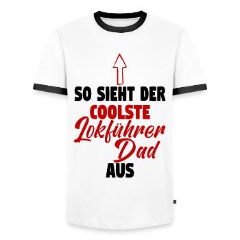 dad Dampflok Lokführer Eisenbahner Eisenbahn Vater - Männer Kontrast-T-Shirt - Weiß/Schwarz - Vorne - AI Model Female 172 light (172cm) & AI Model Male 178 dark (178cm)