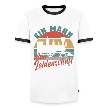Dampflok Lokführer Eisenbahner Eisenbahn Vater - Männer Kontrast-T-Shirt - Weiß/Schwarz - Vorne - AI Model Female 172 light (172cm) & AI Model Male 178 dark (178cm)