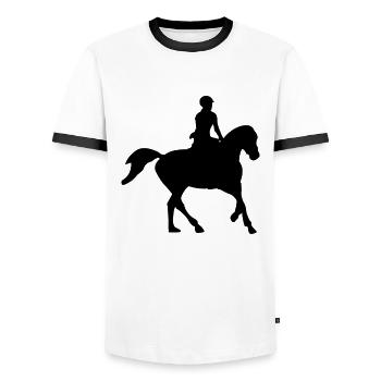 Horse riding - Men's Ringer Shirt - white/black - Front - AI Model Female 172 light (172cm) & AI Model Male 178 dark (178cm)
