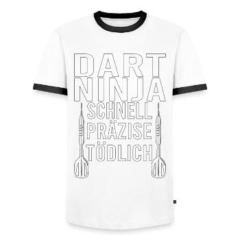 Dart Dartspieler Darten Dartpfeile Darts Ninja - Männer Kontrast-T-Shirt - Weiß/Schwarz - Vorne - AI Model Female 172 light (172cm) & AI Model Male 178 dark (178cm)