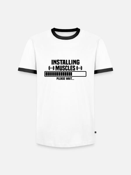 Installing muscles – please wait - Men's Ringer Shirt - white/black