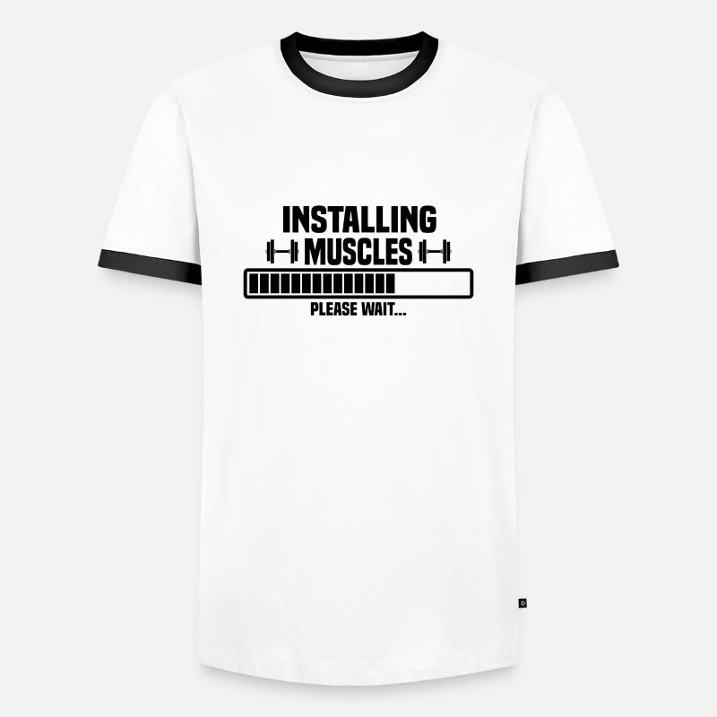 Installing muscles – please wait - Men's Ringer Shirt - white/black
