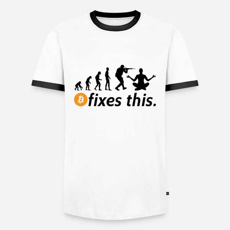 Bitcoin fixes this - Männer Kontrast-T-Shirt - Weiß/Schwarz
