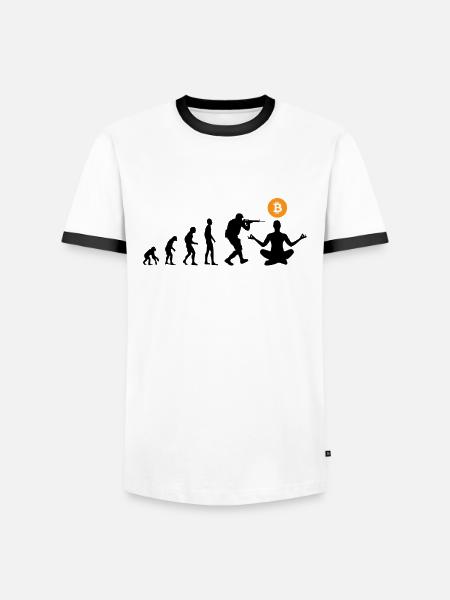 Bitcoin evolution - Männer Kontrast-T-Shirt - Weiß/Schwarz
