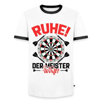 Dart Darten Darts - Männer Kontrast-T-Shirt - Weiß/Schwarz - Vorne - AI Model Female 172 light (172cm) & AI Model Male 178 dark (178cm)