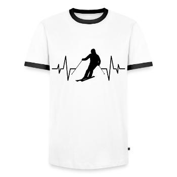Skieur Le rythme cardiaque du skieur - T-shirt contrasté Homme - blanc/noir - Devant - AI Model Female 172 light (172cm) & AI Model Male 178 dark (178cm)