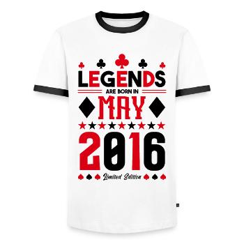 cadeau d'anniversaire Mai 2016. jeux de carte .May - T-shirt contrasté Homme - blanc/noir - Devant - AI Model Female 172 light (172cm) & AI Model Male 178 dark (178cm)