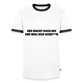 Der macht doch nix der will nur schei**n - Männer Kontrast-T-Shirt - Weiß/Schwarz - Vorne - AI Model Female 172 light (172cm) & AI Model Male 178 dark (178cm)