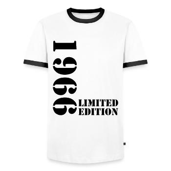 1966 Limited Edition Birthday Gift Wife Husband - Men's Ringer Shirt - white/black - Front - AI Model Female 172 light (172cm) & AI Model Male 178 dark (178cm)