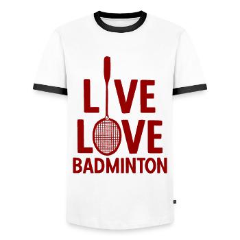 Badminton - Männer Kontrast-T-Shirt - Weiß/Schwarz - Vorne - AI Model Female 172 light (172cm) & AI Model Male 178 dark (178cm)