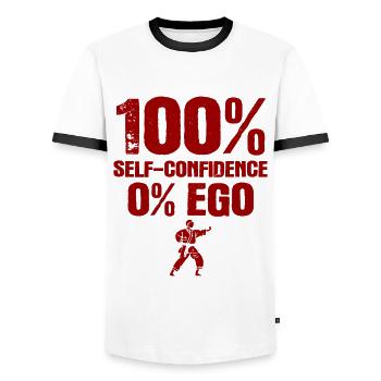 Japanischer Kampfsport Karate - Männer Kontrast-T-Shirt - Weiß/Schwarz - Vorne - AI Model Female 172 light (172cm) & AI Model Male 178 dark (178cm)