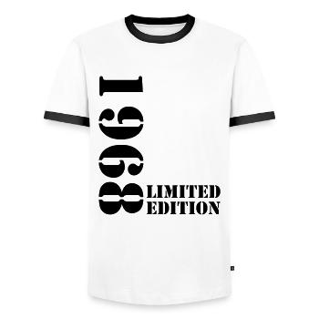 1968 Limited Edition Birthday Gift Wife Husband - Men's Ringer Shirt - white/black - Front - AI Model Female 172 light (172cm) & AI Model Male 178 dark (178cm)