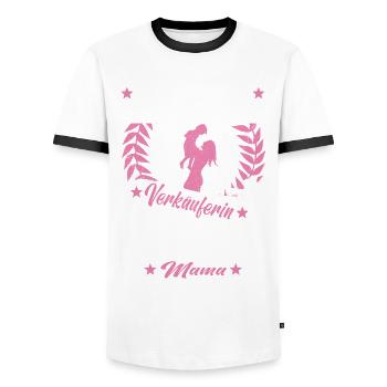 Verkäuferin Muttertag Einzelhandel Verkäufer - Männer Kontrast-T-Shirt - Weiß/Schwarz - Vorne - AI Model Female 172 light (172cm) & AI Model Male 178 dark (178cm)