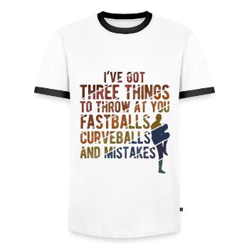 Baseball - Männer Kontrast-T-Shirt - Weiß/Schwarz - Vorne - AI Model Female 172 light (172cm) & AI Model Male 178 dark (178cm)
