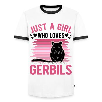 Juste une fille qui aime la fille de Gerbille Gerbille Gerbille - T-shirt contrasté Homme - blanc/noir - Devant - AI Model Female 172 light (172cm) & AI Model Male 178 dark (178cm)
