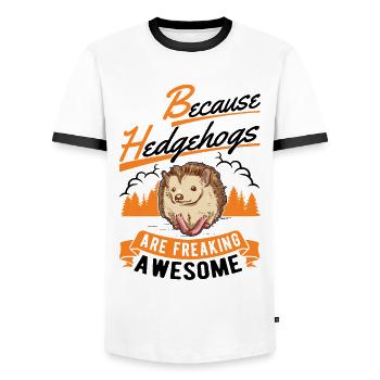 Because Hedgehogs are freaking awesome Igel - Men's Ringer Shirt - white/black - Front - AI Model Female 172 light (172cm) & AI Model Male 178 dark (178cm)
