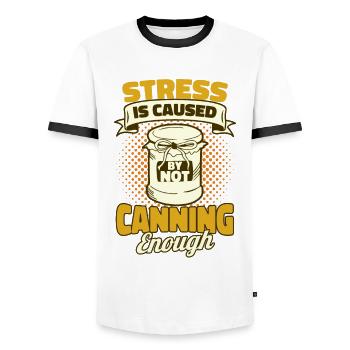 Stress durch zu wenig Einmachen verursacht Einmach - Männer Kontrast-T-Shirt - Weiß/Schwarz - Vorne - AI Model Female 172 light (172cm) & AI Model Male 178 dark (178cm)