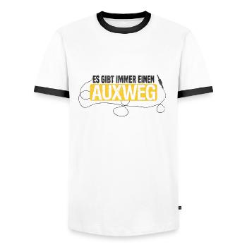 Es gibt immer einen AUXweg - Männer Kontrast-T-Shirt - Weiß/Schwarz - Vorne - AI Model Female 172 light (172cm) & AI Model Male 178 dark (178cm)
