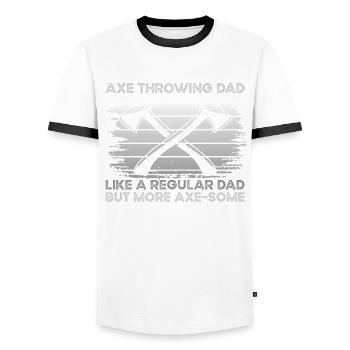Axe Throwing Dad - Männer Kontrast-T-Shirt - Weiß/Schwarz - Vorne - AI Model Female 172 light (172cm) & AI Model Male 178 dark (178cm)