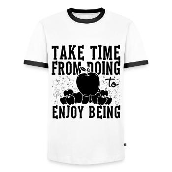 Prenez le temps de faire des pâtisseries amateur de tarte aux pommes - T-shirt contrasté Homme - blanc/noir - Devant - AI Model Female 172 light (172cm) & AI Model Male 178 dark (178cm)