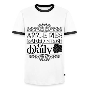 Tartes aux pommes cuites au four fraîches Daily Baker Apple Pie Lover - T-shirt contrasté Homme - blanc/noir - Devant - AI Model Female 172 light (172cm) & AI Model Male 178 dark (178cm)