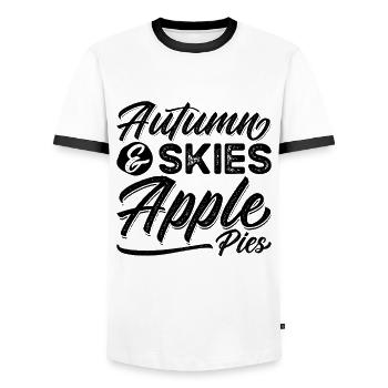 Automne & Ciel Tartes aux pommes Pâtisseries Amateur de tarte aux pommes - T-shirt contrasté Homme - blanc/noir - Devant - AI Model Female 172 light (172cm) & AI Model Male 178 dark (178cm)