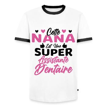 Cette Nana Est Une Super Assistante Dentaire - T-shirt contrasté Homme - blanc/noir - Devant - AI Model Female 172 light (172cm) & AI Model Male 178 dark (178cm)