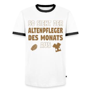 Altenpfleger Altenpflege Pfleger Vater Pflege - Männer Kontrast-T-Shirt - Weiß/Schwarz - Vorne - AI Model Female 172 light (172cm) & AI Model Male 178 dark (178cm)