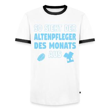 Altenpfleger Altenpflege Pfleger Vater Pflege - Männer Kontrast-T-Shirt - Weiß/Schwarz - Vorne - AI Model Female 172 light (172cm) & AI Model Male 178 dark (178cm)