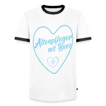 Altenpfleger Altenpflege Pfleger Vater Pflege - Männer Kontrast-T-Shirt - Weiß/Schwarz - Vorne - AI Model Female 172 light (172cm) & AI Model Male 178 dark (178cm)