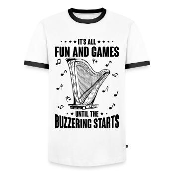 Harpist Harpist - Men's Ringer Shirt - white/black - Front - AI Model Female 172 light (172cm) & AI Model Male 178 dark (178cm)