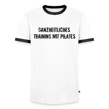 Pilates - Ganzheitliches Training mit Pilates - Männer Kontrast-T-Shirt - Weiß/Schwarz - Vorne - AI Model Female 172 light (172cm) & AI Model Male 178 dark (178cm)