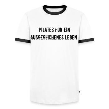 Pilates - Pilates für ein ausgeglichenes Leben - Männer Kontrast-T-Shirt - Weiß/Schwarz - Vorne - AI Model Female 172 light (172cm) & AI Model Male 178 dark (178cm)