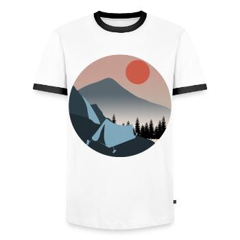 Hiking Outdoor Camping Trekking - Men's Ringer Shirt - white/black - Front - AI Model Female 172 light (172cm) & AI Model Male 178 dark (178cm)