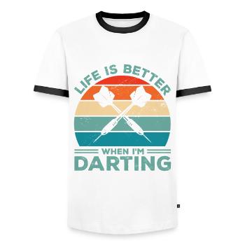 Life Is Better When I'm Throwing Darts Darting Dar - Men's Ringer Shirt - white/black - Front - AI Model Female 172 light (172cm) & AI Model Male 178 dark (178cm)