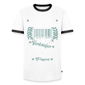 Verkäufer Vatertag Einzelhandel Einzelhändler Papa - Männer Kontrast-T-Shirt - Weiß/Schwarz - Vorne - AI Model Female 172 light (172cm) & AI Model Male 178 dark (178cm)