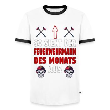 Feuerwehrmann freiwillige Feuerwehr Feuerwehr - Männer Kontrast-T-Shirt - Weiß/Schwarz - Vorne - AI Model Female 172 light (172cm) & AI Model Male 178 dark (178cm)
