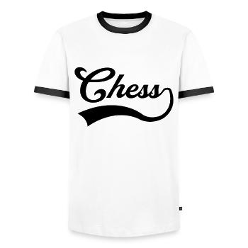 Lettrage d’échecs - T-shirt contrasté Homme - blanc/noir - Devant - AI Model Female 172 light (172cm) & AI Model Male 178 dark (178cm)