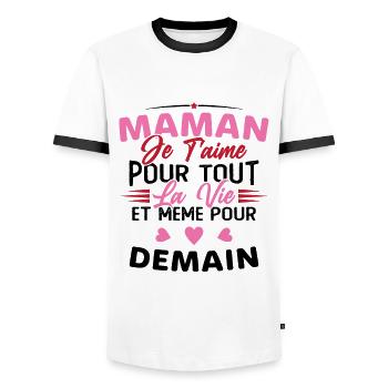 Maman je t'aime Mère Bébé Naissance Amour - T-shirt contrasté Homme - blanc/noir - Devant - AI Model Female 172 light (172cm) & AI Model Male 178 dark (178cm)