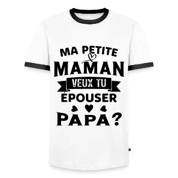 Ma Petite Maman Veux Tu Épouser Papa Cadeau Maman - T-shirt contrasté Homme - blanc/noir - Devant - AI Model Female 172 light (172cm) & AI Model Male 178 dark (178cm)
