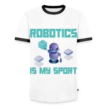 Robotics Is My Sport For Robot Builder - Men's Ringer Shirt - white/black - Front - AI Model Female 172 light (172cm) & AI Model Male 178 dark (178cm)