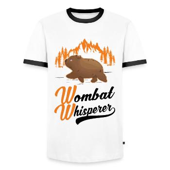 Wombat Flüsterer - Männer Kontrast-T-Shirt - Weiß/Schwarz - Vorne - AI Model Female 172 light (172cm) & AI Model Male 178 dark (178cm)