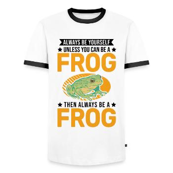 Sois toujours toi-même Frog Frosch - T-shirt contrasté Homme - blanc/noir - Devant - AI Model Female 172 light (172cm) & AI Model Male 178 dark (178cm)