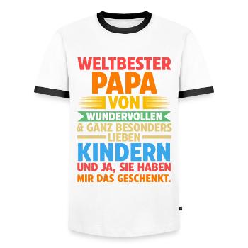 Papa Vater Vatertag - Männer Kontrast-T-Shirt - Weiß/Schwarz - Vorne - AI Model Female 172 light (172cm) & AI Model Male 178 dark (178cm)